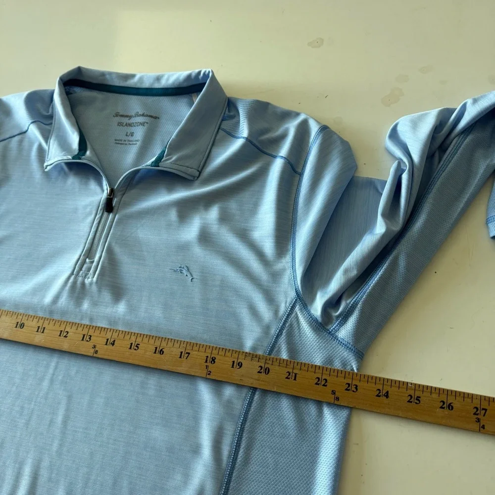 Tommy Bahama IslandZone Mens Large Light Blue Performance Quarter Zip Pullover - Picture 5 of 8